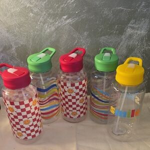 5 Sport Water Bottles 50fl oz, Smile, Daisy Rainbow NWT